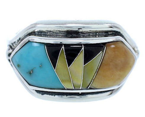 Southwest Multicolor Jewelry Sterling Silver Ring Size 8-1/2 YS72368